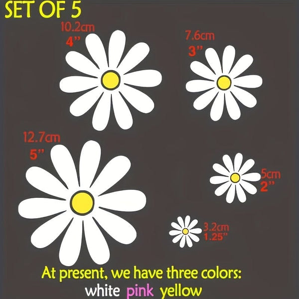 Planet Gates Daisy Pattern Car Stickers Set, Including Five Pieces, High Quality And Affordable, Currently Very Popular, For Warm And Cozy Families