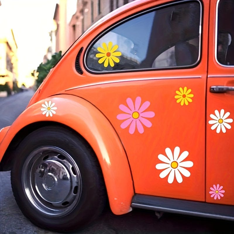 Planet Gates Daisy Pattern Car Stickers Set, Including Five Pieces, High Quality And Affordable, Currently Very Popular, For Warm And Cozy Families