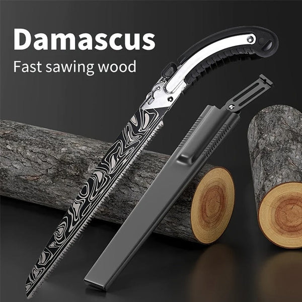 Planet Gates Damascus 1pc, Damascus Waist Saw Hacksaw Hand Tools Woodworking Tools Carpentry Band Household Small Hand-held Garden Fruit Tree Outdoor Logg For Garden Tool (with Case)