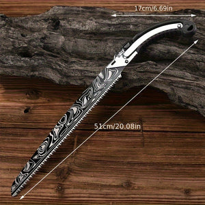 Planet Gates Damascus 1pc, Damascus Waist Saw Hacksaw Hand Tools Woodworking Tools Carpentry Band Household Small Hand-held Garden Fruit Tree Outdoor Logg For Garden Tool (with Case)