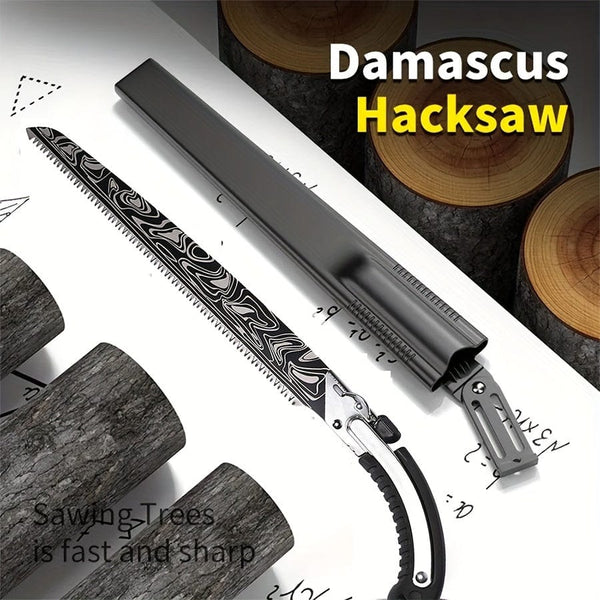 Planet Gates Damascus 1pc, Damascus Waist Saw Hacksaw Hand Tools Woodworking Tools Carpentry Band Household Small Hand-held Garden Fruit Tree Outdoor Logg For Garden Tool (with Case)