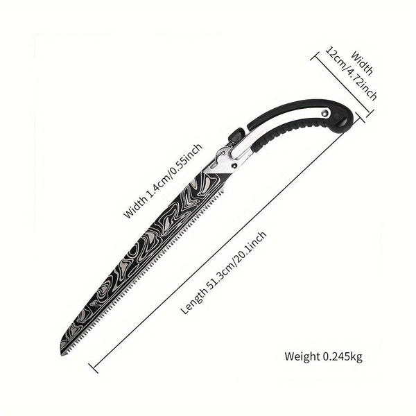 Planet Gates Damascus 1pc, Damascus Waist Saw Hacksaw Hand Tools Woodworking Tools Carpentry Band Household Small Hand-held Garden Fruit Tree Outdoor Logg For Garden Tool (with Case)