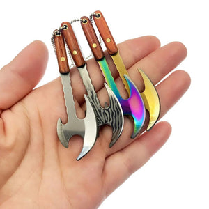 Planet Gates DamascusLeather Case Swayboo Outdoor Camping Mini Axe Stainless Steel Sharp Blade Fixed Keychian Knife Unpacking Express Titanium EDC Tool Outdoor