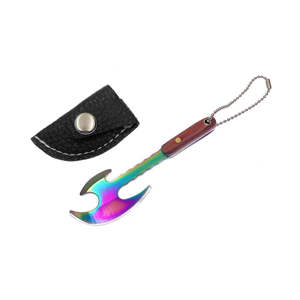 Planet Gates DamascusLeather Case Swayboo Outdoor Camping Mini Axe Stainless Steel Sharp Blade Fixed Keychian Knife Unpacking Express Titanium EDC Tool Outdoor