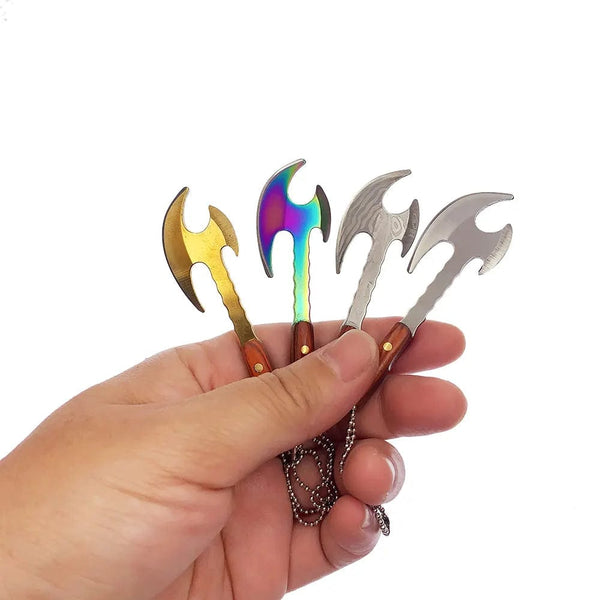 Planet Gates DamascusLeather Case Swayboo Outdoor Camping Mini Axe Stainless Steel Sharp Blade Fixed Keychian Knife Unpacking Express Titanium EDC Tool Outdoor