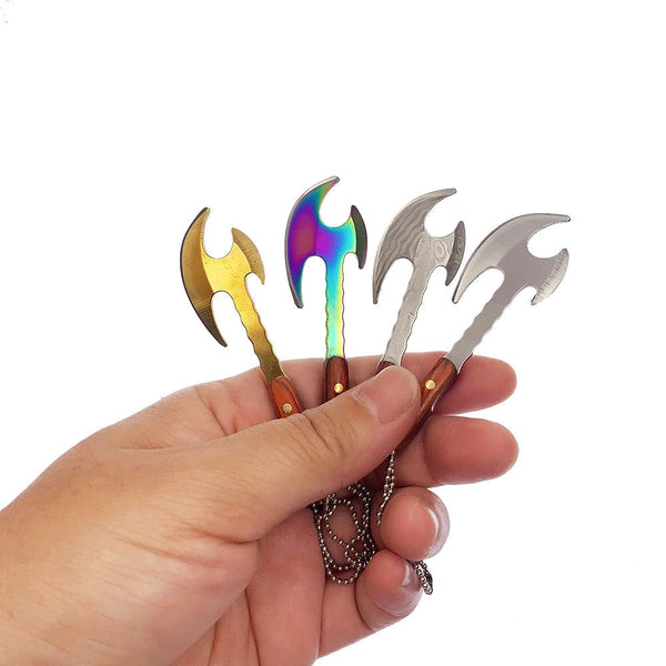 Planet Gates DamascusLeather Case Swayboo Outdoor Camping Mini Axe Stainless Steel Sharp Blade Fixed Keychian Knife Unpacking Express Titanium EDC Tool Outdoor