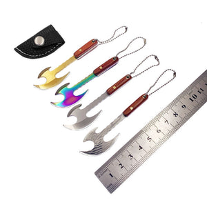 Planet Gates DamascusLeather Case Swayboo Outdoor Camping Mini Axe Stainless Steel Sharp Blade Fixed Keychian Knife Unpacking Express Titanium EDC Tool Outdoor