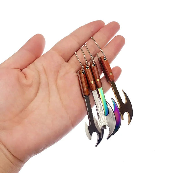 Planet Gates DamascusLeather Case Swayboo Outdoor Camping Mini Axe Stainless Steel Sharp Blade Fixed Keychian Knife Unpacking Express Titanium EDC Tool Outdoor