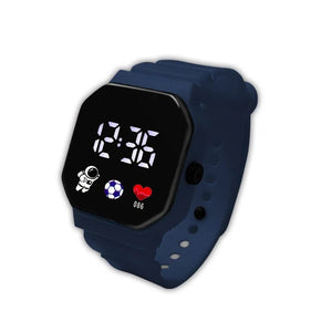 Planet Gates dark blue Kids Watch Sport LED Digital Watches Waterproof Electronic Wristwatch Spaceman LED Silicone Strap Sport Digital Watches