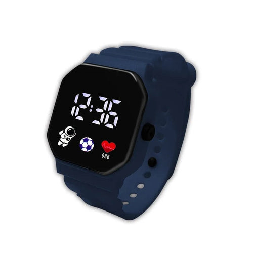 Planet Gates dark blue Kids Watch Sport LED Digital Watches Waterproof Electronic Wristwatch Spaceman LED Silicone Strap Sport Digital Watches