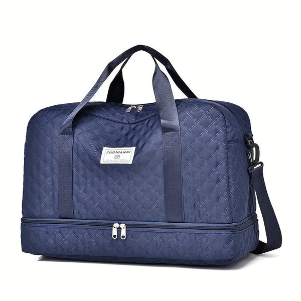 Planet Gates Dark Blue Lightweight Argyle Pattern Luggage Bag, Large Capacity Travel Duffle Bag, Portable Overnight Bag