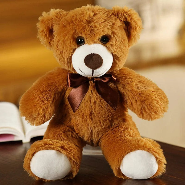 Planet Gates dark brown 35CM Cute Colorful Bow Tie Bear Doll Plush Toy Hug Bear Doll Children Birthday Gift Pillow Teddy bear Home Living Room Bedroom