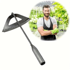 Planet Gates Dark Gray 1pc Steel Hardened Hollow Hoe, Handheld Weeding Rake, Vegetable Planting, Soil Digging, Household Farm, Garden, Agricultural Tools, Weeding Accessories