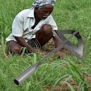 Planet Gates Dark Gray 1pc Steel Hardened Hollow Hoe, Handheld Weeding Rake, Vegetable Planting, Soil Digging, Household Farm, Garden, Agricultural Tools, Weeding Accessories