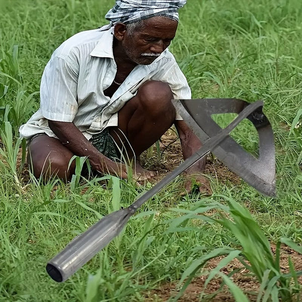 Planet Gates Dark Gray 1pc Steel Hardened Hollow Hoe, Handheld Weeding Rake, Vegetable Planting, Soil Digging, Household Farm, Garden, Agricultural Tools, Weeding Accessories