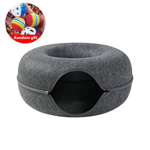 Planet Gates Dark gray / 50X20cm Donut Cat Bed Pet Cat Tunnel Interactive Game Toy Cat Bed Dual-use Indoor Toy Kitten Sports Equipment Cat Training Toy Cat House