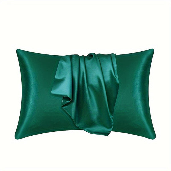 Planet Gates Dark Green / 35cm*50cm 1pc Satin Solid Color Pillowcase, Soft Pillow Cover With Envelope Closure For Bedroom, Bedding Supplies, Without Filler