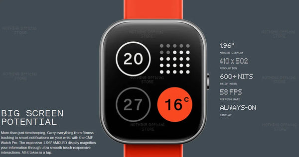 Planet Gates Dark Grey Global Version CMF by Nothing Watch Pro 1.96" AMOLED Bluetooth 5.3 BT Calls with AI Noise Reduction GPS Smartwatch CMF watch Pro