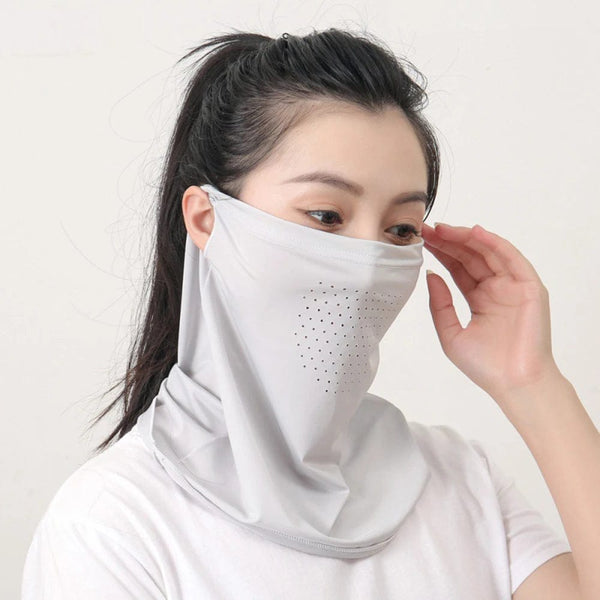 Planet Gates Dark Grey Ice Silk UV Protection Mask Sunshade Face Mask Sports Sunscreen Bib Neck Wrap Cover Face Scarf Breathable Outdoor Face Cover