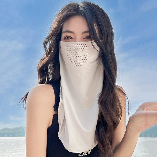 Planet Gates Dark Grey Ice Silk UV Protection Mask Sunshade Face Mask Sports Sunscreen Bib Neck Wrap Cover Face Scarf Breathable Outdoor Face Cover