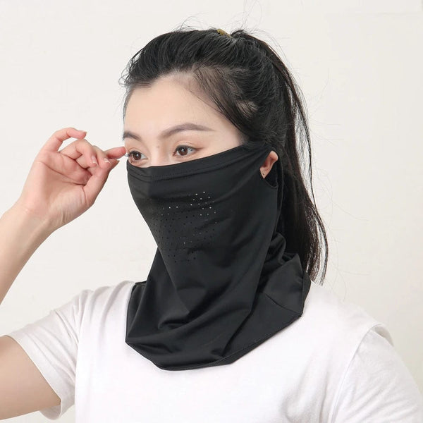 Planet Gates Dark Grey Ice Silk UV Protection Mask Sunshade Face Mask Sports Sunscreen Bib Neck Wrap Cover Face Scarf Breathable Outdoor Face Cover