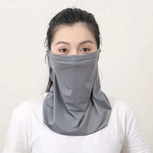 Planet Gates Dark Grey Ice Silk UV Protection Mask Sunshade Face Mask Sports Sunscreen Bib Neck Wrap Cover Face Scarf Breathable Outdoor Face Cover