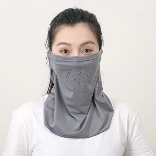 Planet Gates Dark Grey Ice Silk UV Protection Mask Sunshade Face Mask Sports Sunscreen Bib Neck Wrap Cover Face Scarf Breathable Outdoor Face Cover