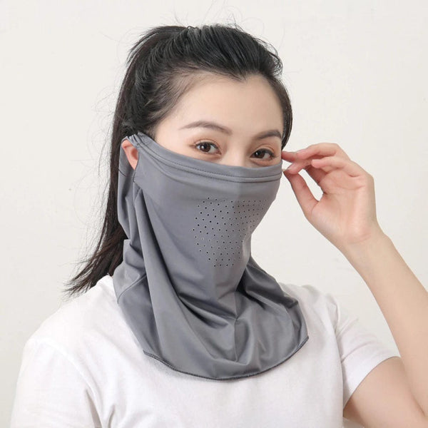 Planet Gates Dark Grey Ice Silk UV Protection Mask Sunshade Face Mask Sports Sunscreen Bib Neck Wrap Cover Face Scarf Breathable Outdoor Face Cover