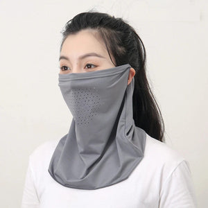 Planet Gates Dark Grey Ice Silk UV Protection Mask Sunshade Face Mask Sports Sunscreen Bib Neck Wrap Cover Face Scarf Breathable Outdoor Face Cover