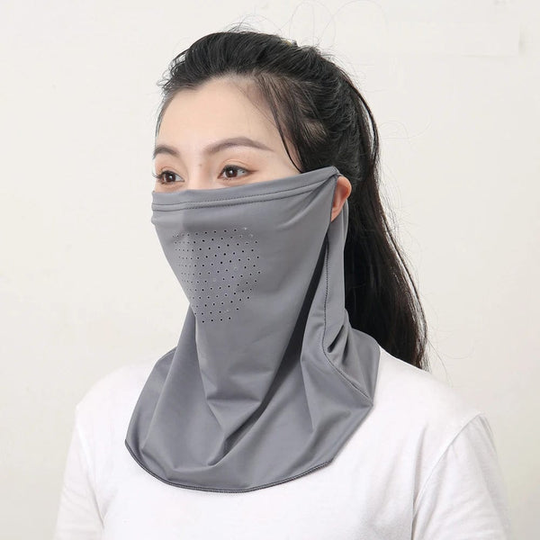 Planet Gates Dark Grey Ice Silk UV Protection Mask Sunshade Face Mask Sports Sunscreen Bib Neck Wrap Cover Face Scarf Breathable Outdoor Face Cover