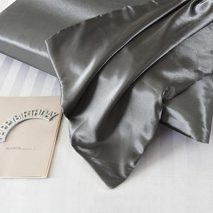 Planet Gates Dark Grey / Standard (20"x26") 2pcs Satin Pillowcase, Soft And Smooth Texture, Satin Solid Color Envelope Pillowcases, Reduce Hair Breakage Prevent Wrinkles