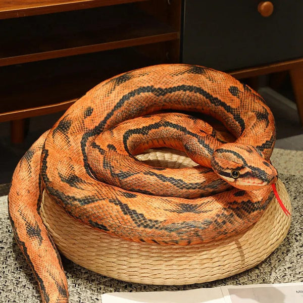 Planet Gates dark orange snake / 160cm Artificial Python Plush Toy Long Snake Yellow Orange Green Python Plush Toy Decorate The House Holiday Decorations