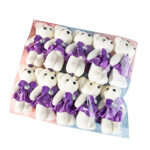 Planet Gates Dark Purple 10Pcs/Lot Bear Stuffed Plush Toy Mini Bear  Toy Keychain Bag Pendant Wedding Decoration Kids Birthday Party Gifts