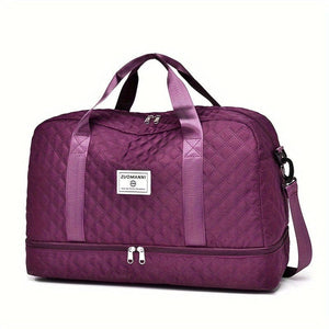 Planet Gates Dark Purple Lightweight Argyle Pattern Luggage Bag, Large Capacity Travel Duffle Bag, Portable Overnight Bag