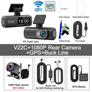 Planet Gates Dash Cam 4K Camera for Car Dashcam GPS WiFi 24h Parking Monitor Night Vision Dvr Front and Rear Video Registrator