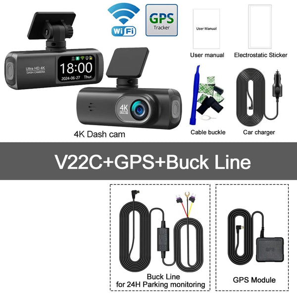 Planet Gates Dash Cam 4K Camera for Car Dashcam GPS WiFi 24h Parking Monitor Night Vision Dvr Front and Rear Video Registrator