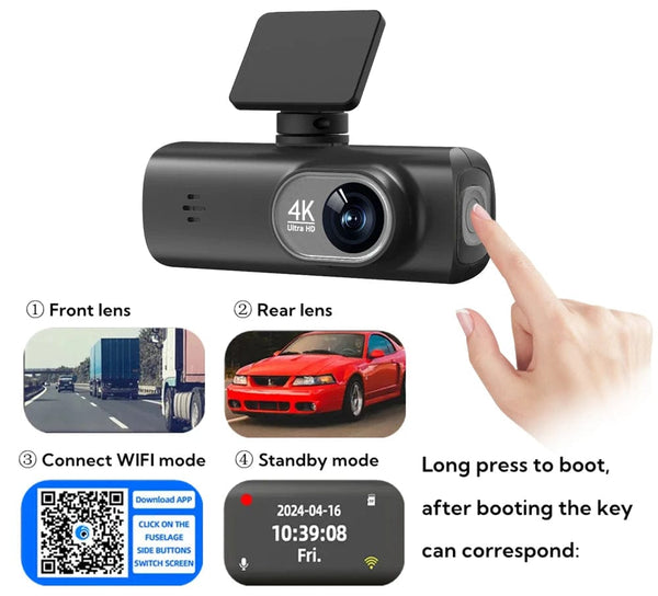 Planet Gates Dash Cam 4K Camera for Car Dashcam GPS WiFi 24h Parking Monitor Night Vision Dvr Front and Rear Video Registrator