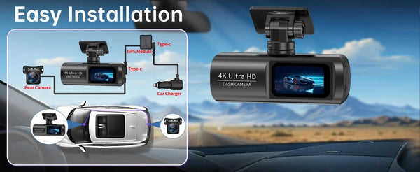 Planet Gates Dash Cam 4K Camera for Car Dashcam GPS WiFi 24h Parking Monitor Night Vision Dvr Front and Rear Video Registrator