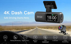 Planet Gates Dash Cam 4K Camera for Car Dashcam GPS WiFi 24h Parking Monitor Night Vision Dvr Front and Rear Video Registrator