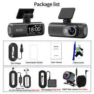 Planet Gates Dash Cam 4K Camera for Car Dashcam GPS WiFi 24h Parking Monitor Night Vision Dvr Front and Rear Video Registrator