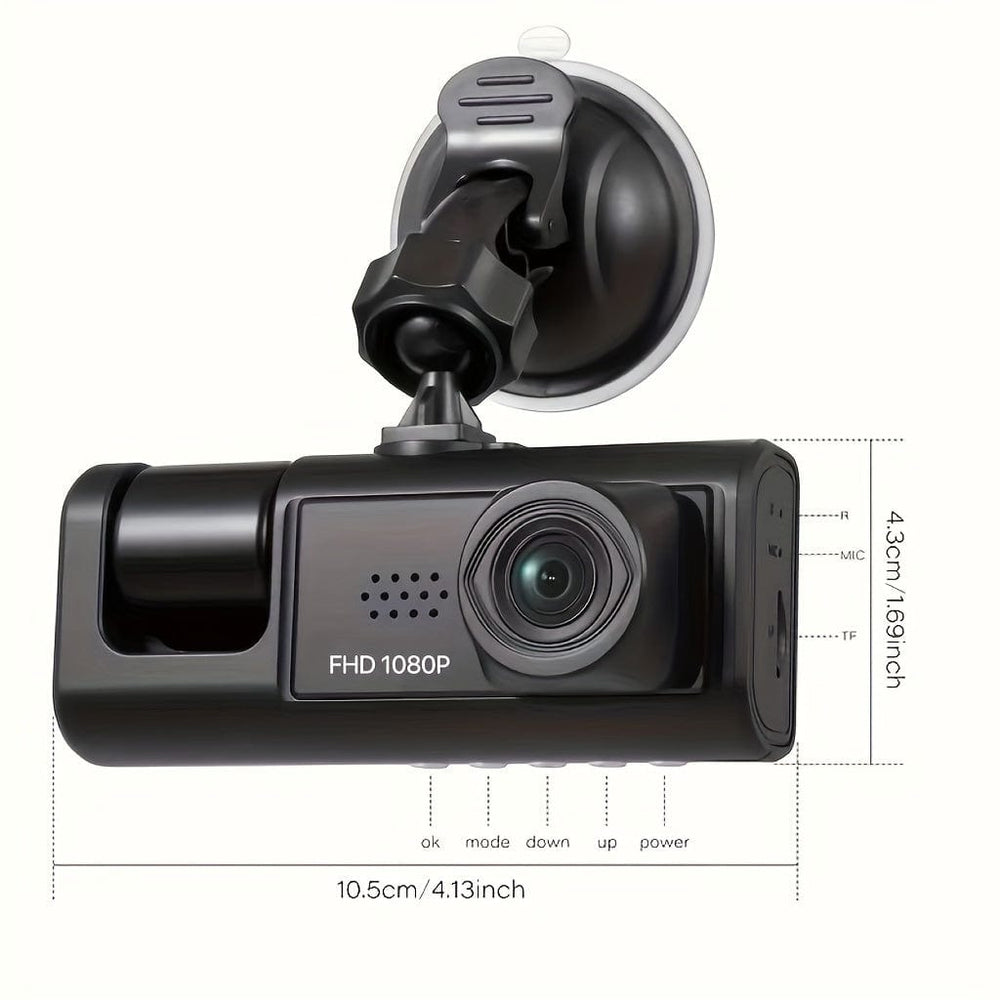 Planet Gates C309-32G Dash Cam For Cars, Front And Inside, 1080P Dual Camera With IR Night Vision, Loop Recording, Car DVR Black- Box With 5.08 Cm IPS Screen