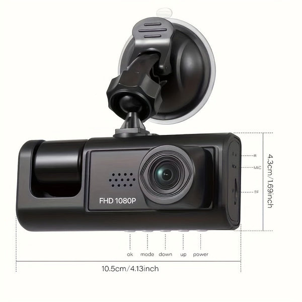 Planet Gates Dash Cam For Cars, Front And Inside, 1080P Dual Camera With IR Night Vision, Loop Recording, Car DVR Black- Box With 5.08 Cm IPS Screen
