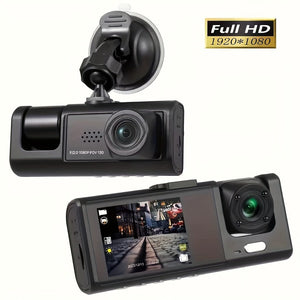 Planet Gates Dash Cam For Cars, Front And Inside, 1080P Dual Camera With IR Night Vision, Loop Recording, Car DVR Black- Box With 5.08 Cm IPS Screen