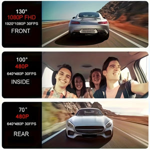 Planet Gates Dash Cam For Cars, Front And Inside, 1080P Dual Camera With IR Night Vision, Loop Recording, Car DVR Black- Box With 5.08 Cm IPS Screen