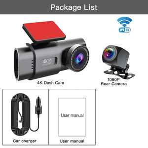 Planet Gates Dash Cam UHD 4K+1080P Dual Lens Car Recorders With WiFi HD IR Night Vision Camcorder G-Sensor Car DVR Black Box
