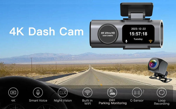 Planet Gates Dash Cam UHD 4K+1080P Dual Lens Car Recorders With WiFi HD IR Night Vision Camcorder G-Sensor Car DVR Black Box