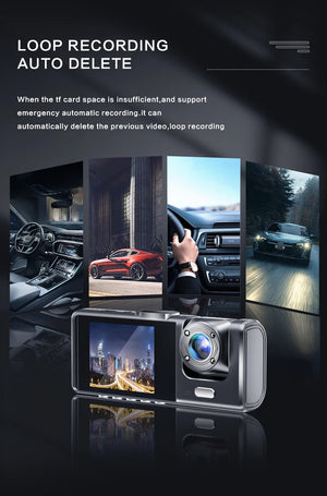 Planet Gates Dash Cam W/ IR Night Vision Loop Recording & 2" IPS Screen 1080P 3 Camera ， DVR recorder, video recorder, Vehicle DVR