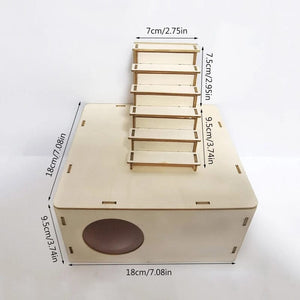 Planet Gates Dawf Hamster Wooden House Detachable Roof Climbing Ladder for Sugar Glider