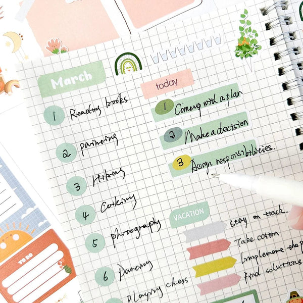 Planet Gates Day/Week/Month Planner Sticker Book DIY Scrapbooking Diary Handbook Decorative Material Stickers Stationery