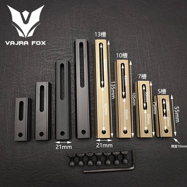 Planet Gates DE 3 piece set 8 / CHINA Adjustable Hole Spacing Rails 21mm Rail Total Length 135mm 105MM 75mm 55MM Rail  Dual System Mlok Keymod Hunting Accessories